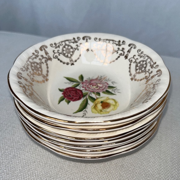 Alfred Meakin fruit bowl, 22K gold & flowers vintage small, desert, EUC. - Picture 6 of 15